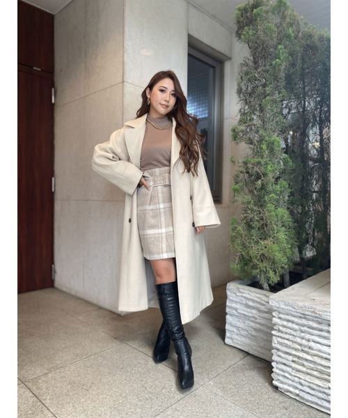 DURAS（デュラス）の「フェイクウールコート（トレンチコート・レディース・ブラック/ベージュ/アイボリー・FREE）」の9枚目の写真