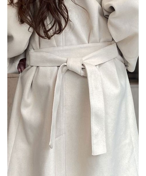 DURAS（デュラス）の「フェイクウールコート（トレンチコート・レディース・ブラック/ベージュ/アイボリー・FREE）」の4枚目の写真