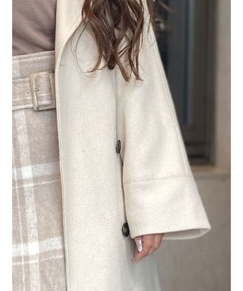 DURAS（デュラス）の「フェイクウールコート（トレンチコート・レディース・ブラック/ベージュ/アイボリー・FREE）」の5枚目の写真