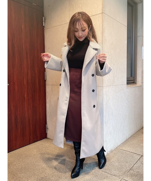 DURAS（デュラス）の「フェイクウールコート（トレンチコート・レディース・ブラック/ベージュ/アイボリー・FREE）」の19枚目の写真