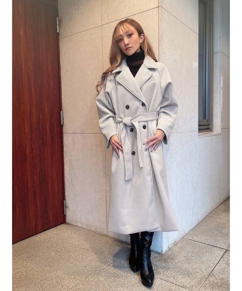 DURAS（デュラス）の「フェイクウールコート（トレンチコート・レディース・ブラック/ベージュ/アイボリー・FREE）」の21枚目の写真