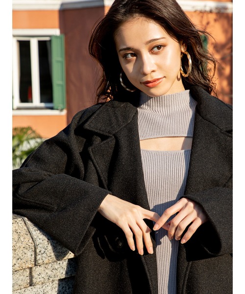 DURAS（デュラス）の「フェイクウールコート（トレンチコート・レディース・ブラック/ベージュ/アイボリー・FREE）」の18枚目の写真