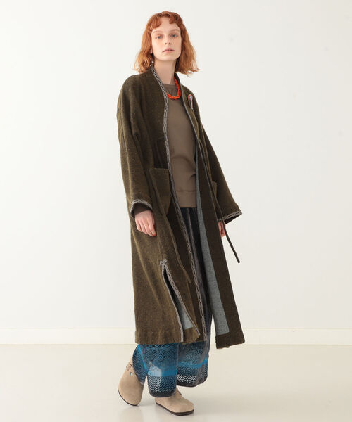 BEAMS BOY（ビームスボーイ）の「maturely / Blanket Gown（ノーカラーコート・レディース・オリーブ/ブラウン系その他4・ONE SIZE）」の14枚目の写真