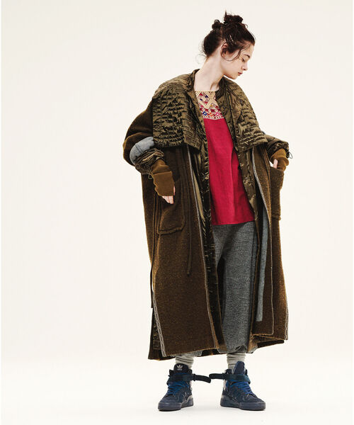 BEAMS BOY（ビームスボーイ）の「maturely / Blanket Gown（ノーカラーコート・レディース・オリーブ/ブラウン系その他4・ONE SIZE）」の21枚目の写真