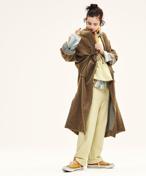 BEAMS BOY（ビームスボーイ）の「maturely / Blanket Gown（ノーカラーコート・レディース・オリーブ/ブラウン系その他4・ONE SIZE）」の11枚目の写真