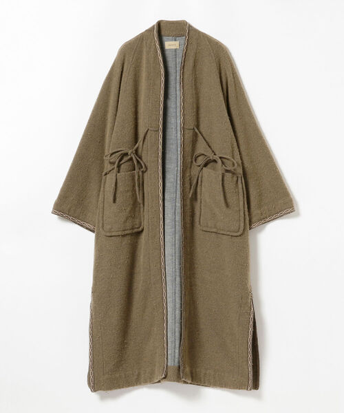 BEAMS BOY（ビームスボーイ）の「maturely / Blanket Gown（ノーカラーコート・レディース・オリーブ/ブラウン系その他4・ONE SIZE）」の19枚目の写真