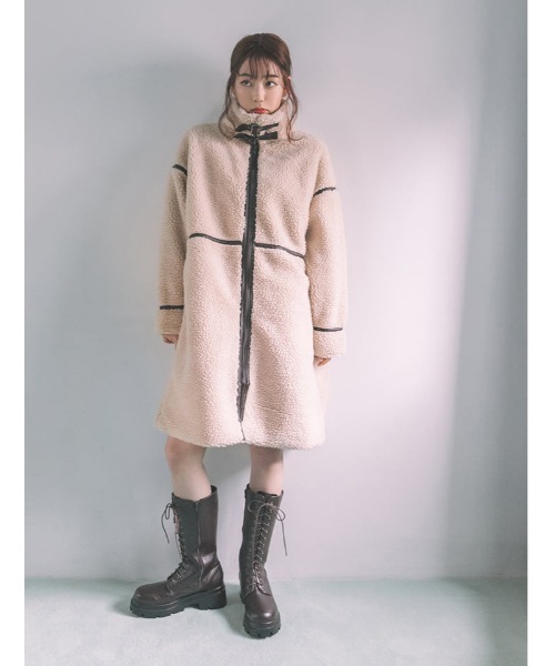 【極美品】マイラン　コーラルピンク　ムートンコート　Aライン　リバーシブル MAISON SPECIAL(メゾンスペシャル)｜Reversible Mouton Coat