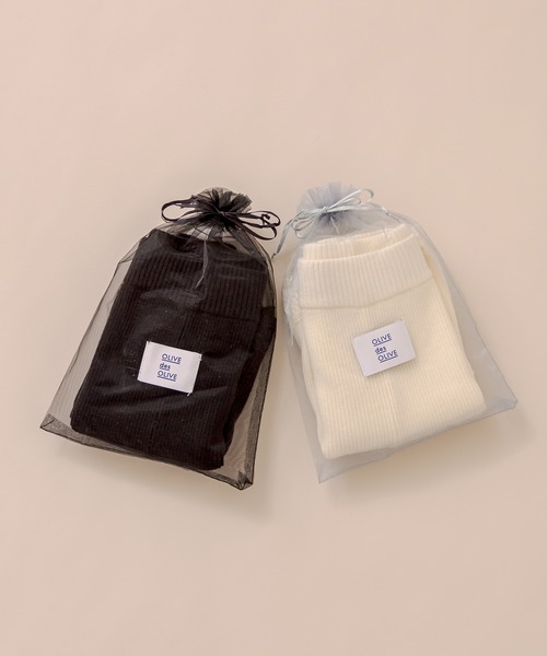 OLIVE des OLIVE（オリーブデオリーブ）の「ニットレースpettico（その他アンダーウェア/インナー・レディース・ブラック/オフホワイト・FREE）」の6枚目の写真