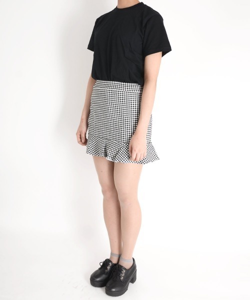 URGE：】ギンガムチェック 裾フレア ミニスカート（スカート）｜urge