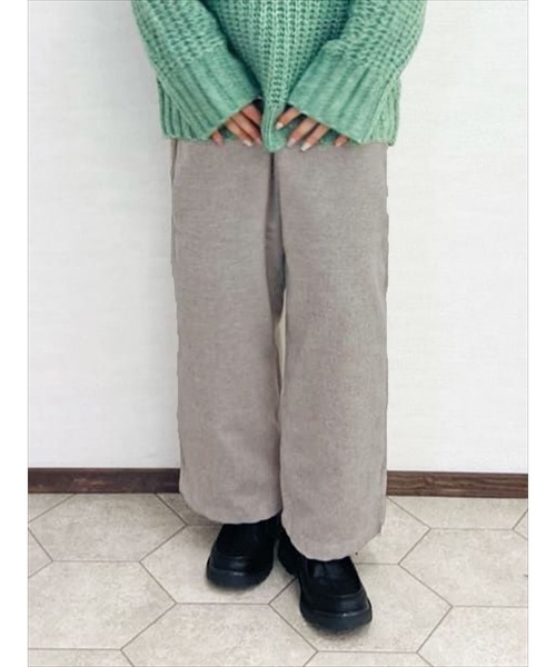 Samansa Mos2（サマンサ モスモス）の「柄アソートゆるストレートパンツ（その他パンツ・レディース・チャコール/グレー/ベージュ/キナリ・ﾌﾘ-）」の2枚目の写真