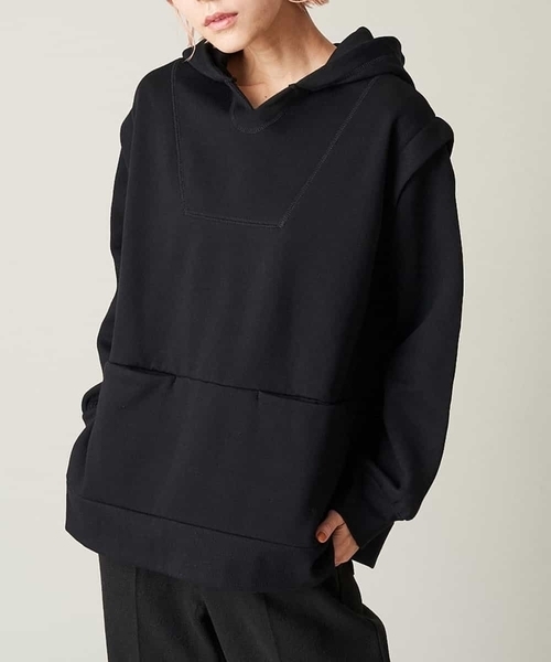 A de a.v.v（アードアー・ヴェ・ヴェ）の「［SET UP対応］裏起毛前ポケット付きパーカー（パーカー・レディース・ブラウン/ブラック・36/38）」の2枚目の写真