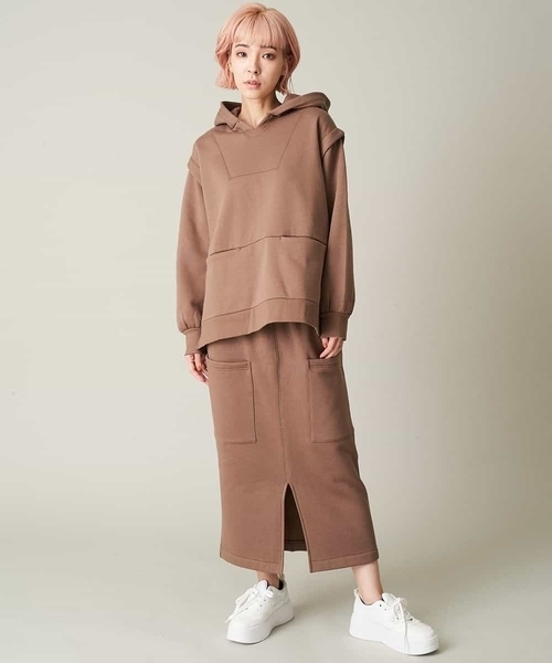 A de a.v.v（アードアー・ヴェ・ヴェ）の「［SET UP対応］裏起毛前ポケット付きパーカー（パーカー・レディース・ブラウン/ブラック・36/38）」の6枚目の写真