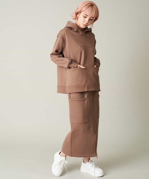 A de a.v.v（アードアー・ヴェ・ヴェ）の「［SET UP対応］裏起毛前ポケット付きパーカー（パーカー・レディース・ブラウン/ブラック・36/38）」の7枚目の写真