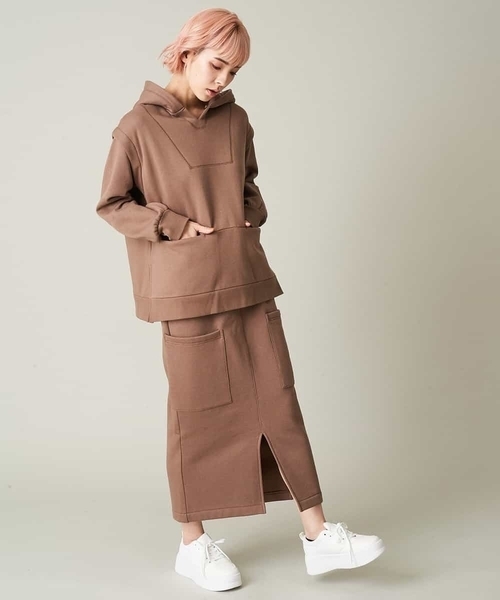 A de a.v.v（アードアー・ヴェ・ヴェ）の「［SET UP対応］裏起毛前ポケット付きパーカー（パーカー・レディース・ブラウン/ブラック・36/38）」の8枚目の写真