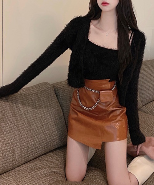 Jasmine Grandiflorum（ジャスミングランディフローラム）の「【Jasmine】トレンドシャギーニットカーデアンサンブル（アンサンブル・レディース・ホワイト/ブラック/ピンク/ブルー・FREE）」の7枚目の写真