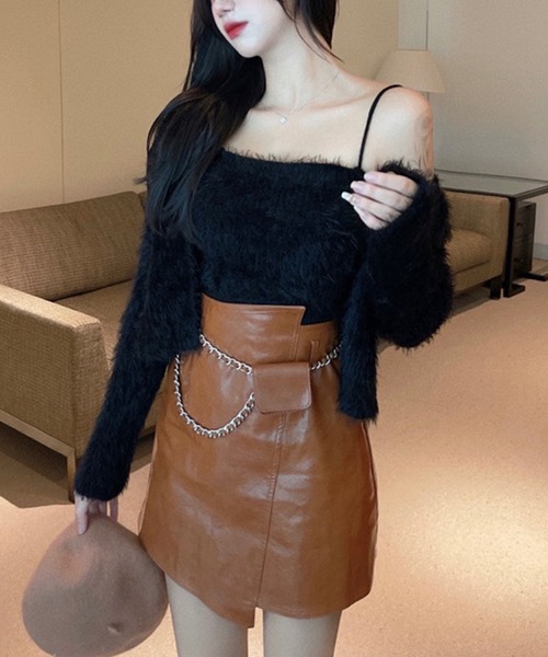 Jasmine Grandiflorum（ジャスミングランディフローラム）の「【Jasmine】トレンドシャギーニットカーデアンサンブル（アンサンブル・レディース・ホワイト/ブラック/ピンク/ブルー・FREE）」の8枚目の写真