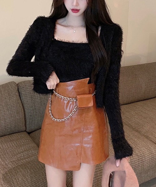 Jasmine Grandiflorum（ジャスミングランディフローラム）の「【Jasmine】トレンドシャギーニットカーデアンサンブル（アンサンブル・レディース・ホワイト/ブラック/ピンク/ブルー・FREE）」の9枚目の写真