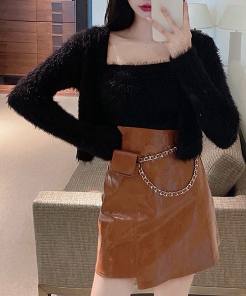 Jasmine Grandiflorum（ジャスミングランディフローラム）の「【Jasmine】トレンドシャギーニットカーデアンサンブル（アンサンブル・レディース・ホワイト/ブラック/ピンク/ブルー・FREE）」の13枚目の写真