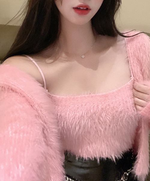 Jasmine Grandiflorum（ジャスミングランディフローラム）の「【Jasmine】トレンドシャギーニットカーデアンサンブル（アンサンブル・レディース・ホワイト/ブラック/ピンク/ブルー・FREE）」の15枚目の写真