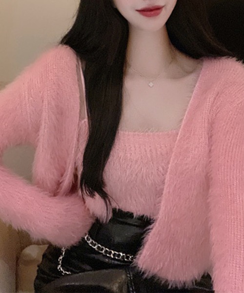 Jasmine Grandiflorum（ジャスミングランディフローラム）の「【Jasmine】トレンドシャギーニットカーデアンサンブル（アンサンブル・レディース・ホワイト/ブラック/ピンク/ブルー・FREE）」の17枚目の写真