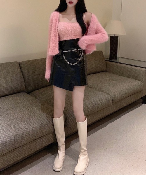 Jasmine Grandiflorum（ジャスミングランディフローラム）の「【Jasmine】トレンドシャギーニットカーデアンサンブル（アンサンブル・レディース・ホワイト/ブラック/ピンク/ブルー・FREE）」の20枚目の写真