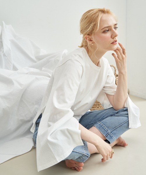 VANNIE U(ヴァニーユー)の「インスリットロゴロンT(Tシャツ/カットソー・レディース・ホワイト/ナチュラル/ブラック・FREE)」の18枚目の写真