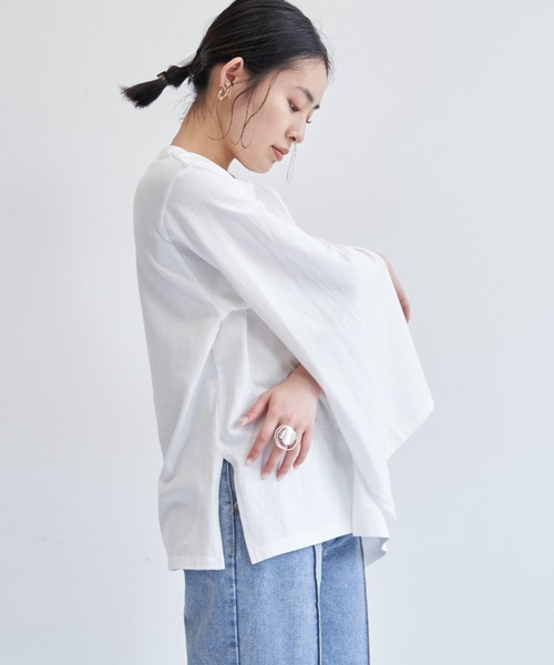 VANNIE U(ヴァニーユー)の「インスリットロゴロンT(Tシャツ/カットソー・レディース・ホワイト/ナチュラル/ブラック・FREE)」の7枚目の写真