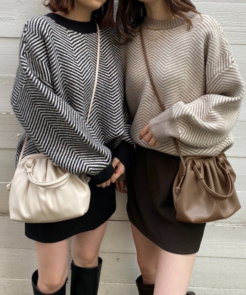 one after another NICE CLAUP（ワンアフターアナザーナイスクラップ）の「フェイクレザーガマ口ショルダーバック（ショルダーバッグ・レディース・ブラウン/サックスブルー/アイボリー・FREE）」の22枚目の写真