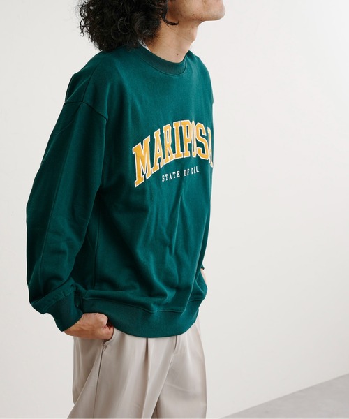 CPCM（シーピーシーエム）の「アップリケ刺繍裏毛クルースウェット（スウェット・メンズ・チャコールグレー/オフホワイト/ブルー/グリーン・MEDIUM/LARGE）」の15枚目の写真