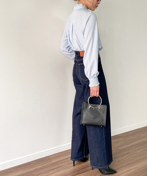 JUNOAH(ジュノア)の「フリルスタンドカラーブラウス(シャツ/ブラウス・レディース・ホワイト/ブラック/ブルー・MEDIUM/LARGE/X-LARGE)」の12枚目の写真