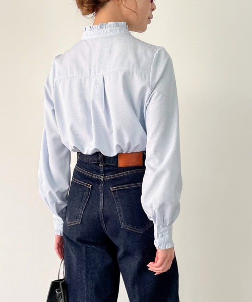 JUNOAH(ジュノア)の「フリルスタンドカラーブラウス(シャツ/ブラウス・レディース・ホワイト/ブラック/ブルー・MEDIUM/LARGE/X-LARGE)」の11枚目の写真