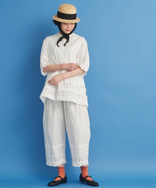 Malle（マル）の「△malle コットンツイルカットワーク刺繍 ワイドペチパンツ（その他パンツ・レディース・ブラック/オフホワイト・FREE）」の11枚目の写真