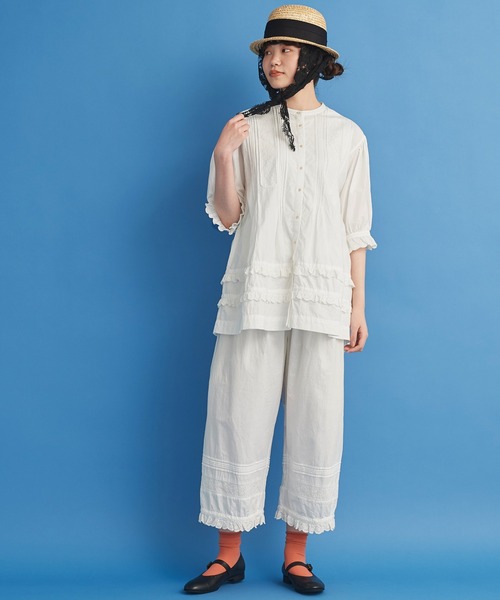 Malle（マル）の「△malle コットンツイルカットワーク刺繍 ワイドペチパンツ（その他パンツ・レディース・ブラック/オフホワイト・FREE）」の12枚目の写真