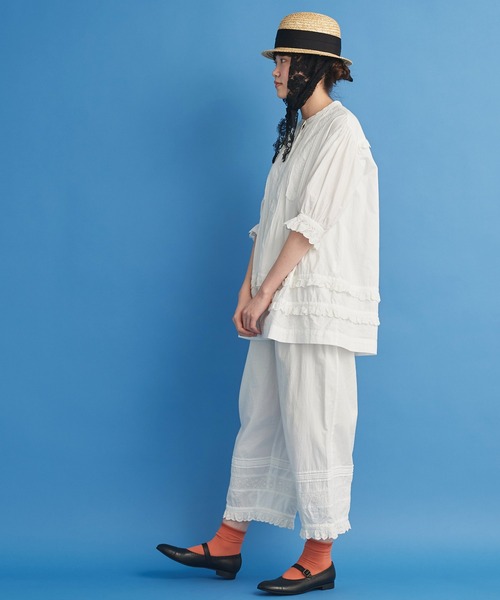 Malle（マル）の「△malle コットンツイルカットワーク刺繍 ワイドペチパンツ（その他パンツ・レディース・ブラック/オフホワイト・FREE）」の13枚目の写真