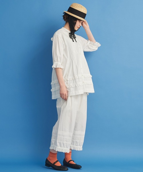 Malle（マル）の「△malle コットンツイルカットワーク刺繍 ワイドペチパンツ（その他パンツ・レディース・ブラック/オフホワイト・FREE）」の15枚目の写真