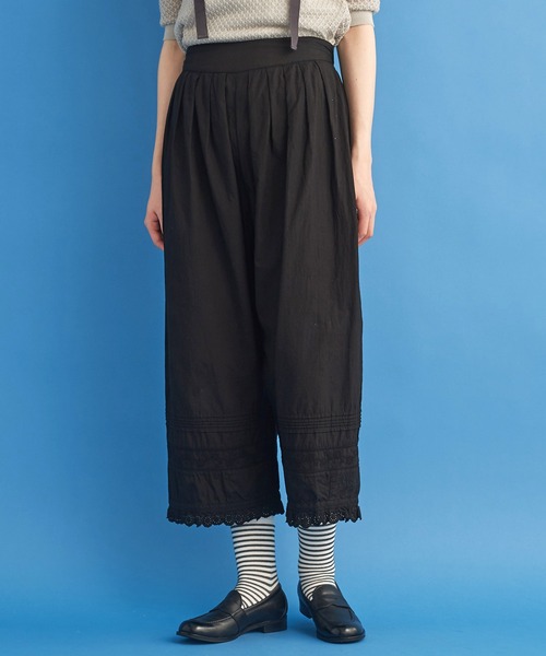 Malle（マル）の「△malle コットンツイルカットワーク刺繍 ワイドペチパンツ（その他パンツ・レディース・ブラック/オフホワイト・FREE）」の18枚目の写真