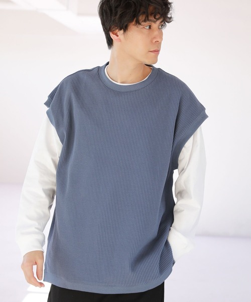 LAKOLE（ラコレ）の「ストレッチワッフルベスト / 263662（ベスト・メンズ・ブルー/ブラック/ベージュ・LARGE/MEDIUM）」の3枚目の写真