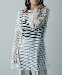 メッシュニット プルオーバートップス