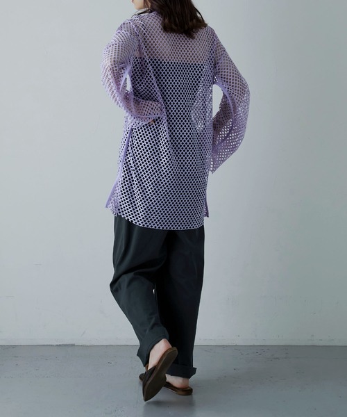 etoll.(エトル)の「メッシュニット プルオーバートップス(ニット/セーター・レディース・ブラック/パープル/グリーン/アイボリー・M)」の14枚目の写真