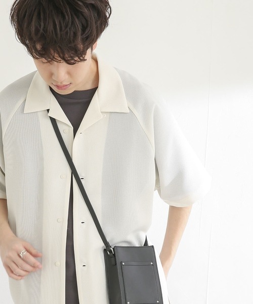 SENSE OF PLACE by URBAN RESEARCH（センスオブプレイスバイアーバンリサーチ）の「シアーメッシュオープンカラーシャツ(5分袖)（シャツ/ブラウス・メンズ・ブラック/ライトベージュ/ミント・MEDIUM/LARGE）」の14枚目の写真