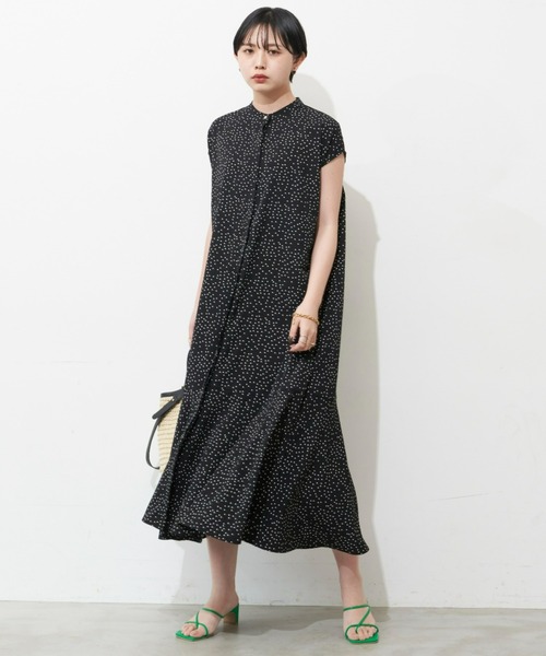Aunt Marie's(アントマリーズ)の「フレンチスリーブフレアロングシャツワンピース(ワンピース・レディース・ドット/ピンク/ブルー/グリーン・FREE)」の9枚目の写真