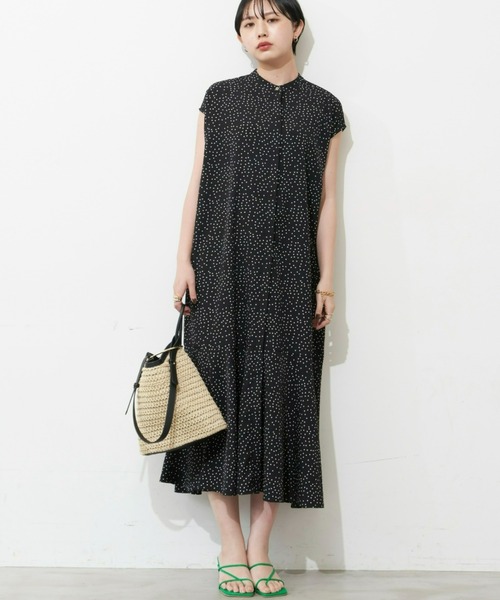 Aunt Marie's(アントマリーズ)の「フレンチスリーブフレアロングシャツワンピース(ワンピース・レディース・ドット/ピンク/ブルー/グリーン・FREE)」の8枚目の写真