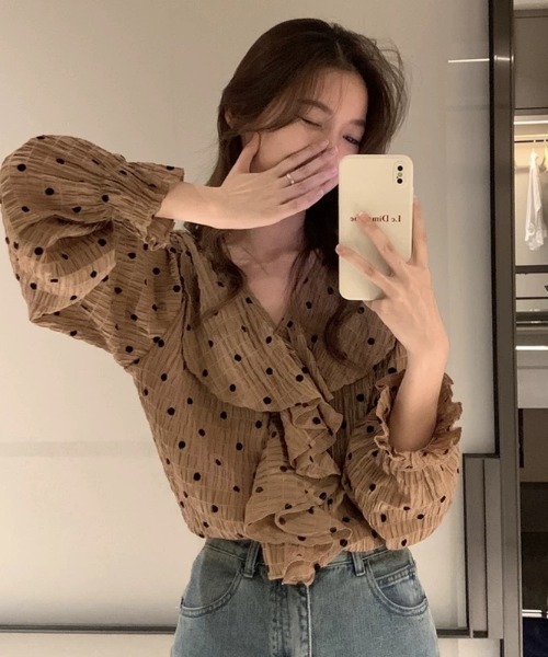 Wefst（ウェスト）の「【Wefst】ドットフリルブラウス（シャツ/ブラウス・レディース・ベージュ/ブラウン・FREE）」の12枚目の写真