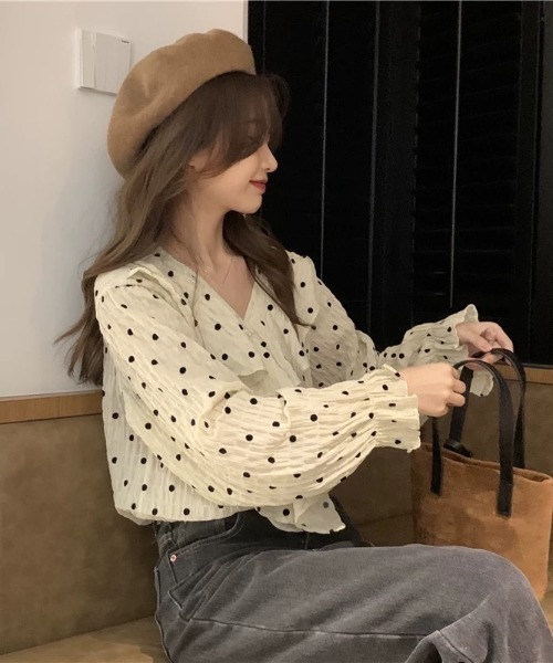 Wefst（ウェスト）の「【Wefst】ドットフリルブラウス（シャツ/ブラウス・レディース・ベージュ/ブラウン・FREE）」の16枚目の写真