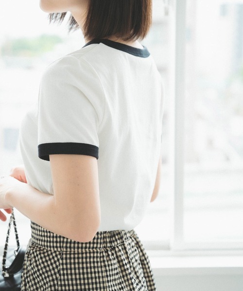 FREE'S MART（フリーズマート）の「◆ロゴプリントリンガーＴシャツ（Tシャツ/カットソー・レディース・ホワイト/ブルー/レッド・FREE）」の6枚目の写真