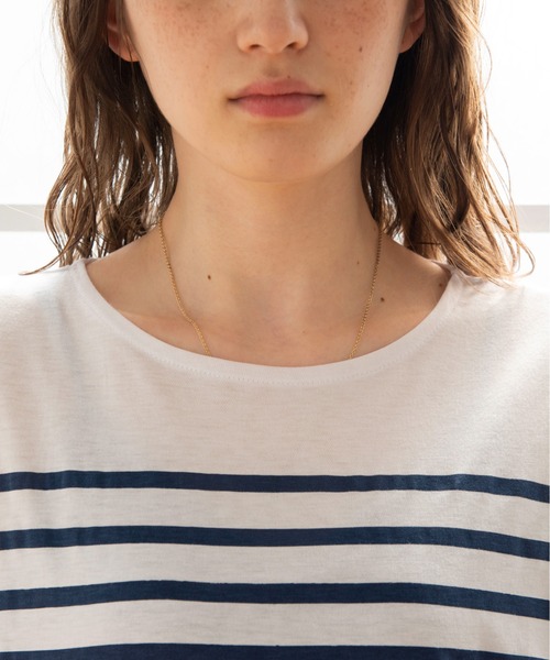 ANGIE（アンジー）の「パネルボーダー フレンチスリーブ Tシャツ（Tシャツ/カットソー・レディース・ブラック/ネイビー/ピンク/イエロー/オレンジ/グリーン・FREE）」の19枚目の写真