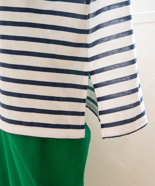 ANGIE（アンジー）の「パネルボーダー フレンチスリーブ Tシャツ（Tシャツ/カットソー・レディース・ブラック/ネイビー/ピンク/イエロー/オレンジ/グリーン・FREE）」の21枚目の写真