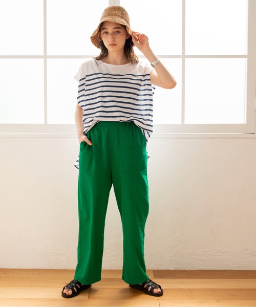 ANGIE（アンジー）の「パネルボーダー フレンチスリーブ Tシャツ（Tシャツ/カットソー・レディース・ブラック/ネイビー/ピンク/イエロー/オレンジ/グリーン・FREE）」の15枚目の写真