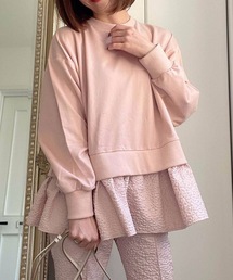 M y u | 裾エンボス生地 裾フリル 裏毛スウェット(スウェット)