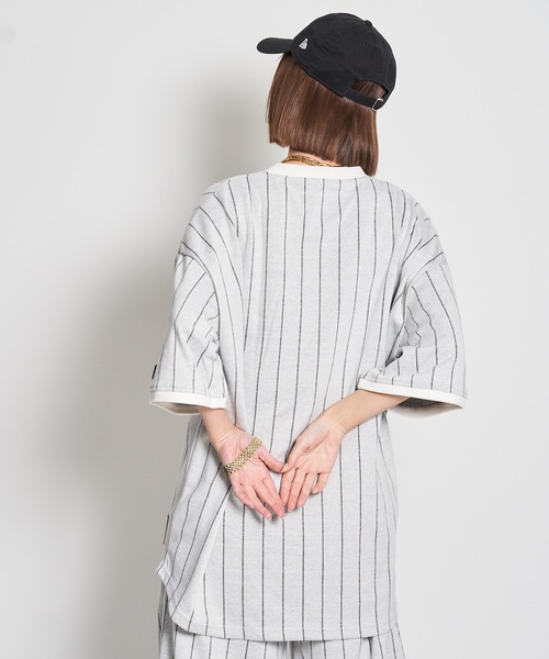 GALLIS ADDICTION（ガリスアディクション）の「GA STRIPE HENRY TOP（Tシャツ/カットソー・メンズ・ホワイト/ブラック・L/M）」の4枚目の写真